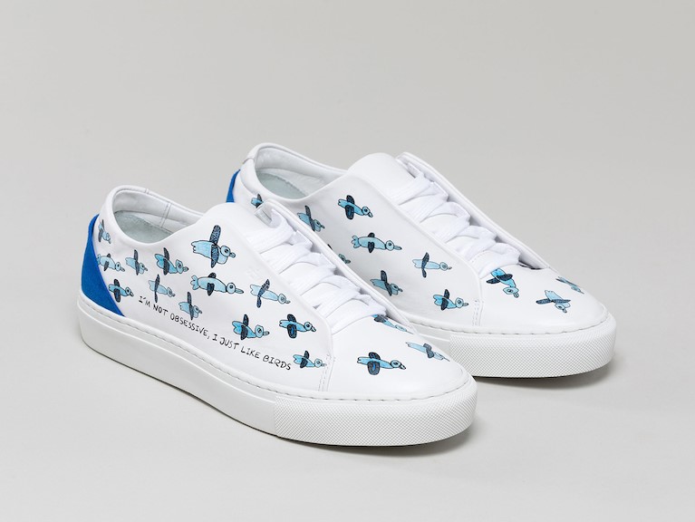 Os sneakers "I Just Like Birds" nascem de uma parceria entre o Manicómio e a startup portuguesa de calçado DiVERGE.