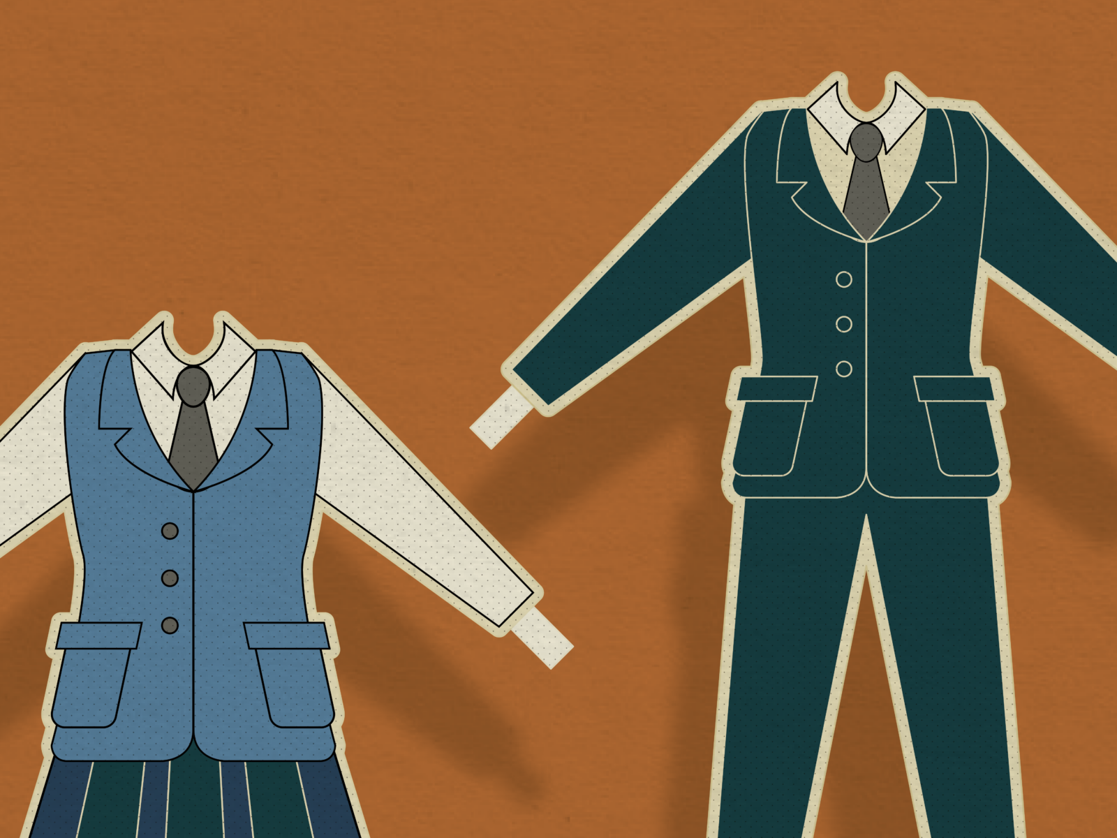 Ilustração diferença de género dos uniformes escolares